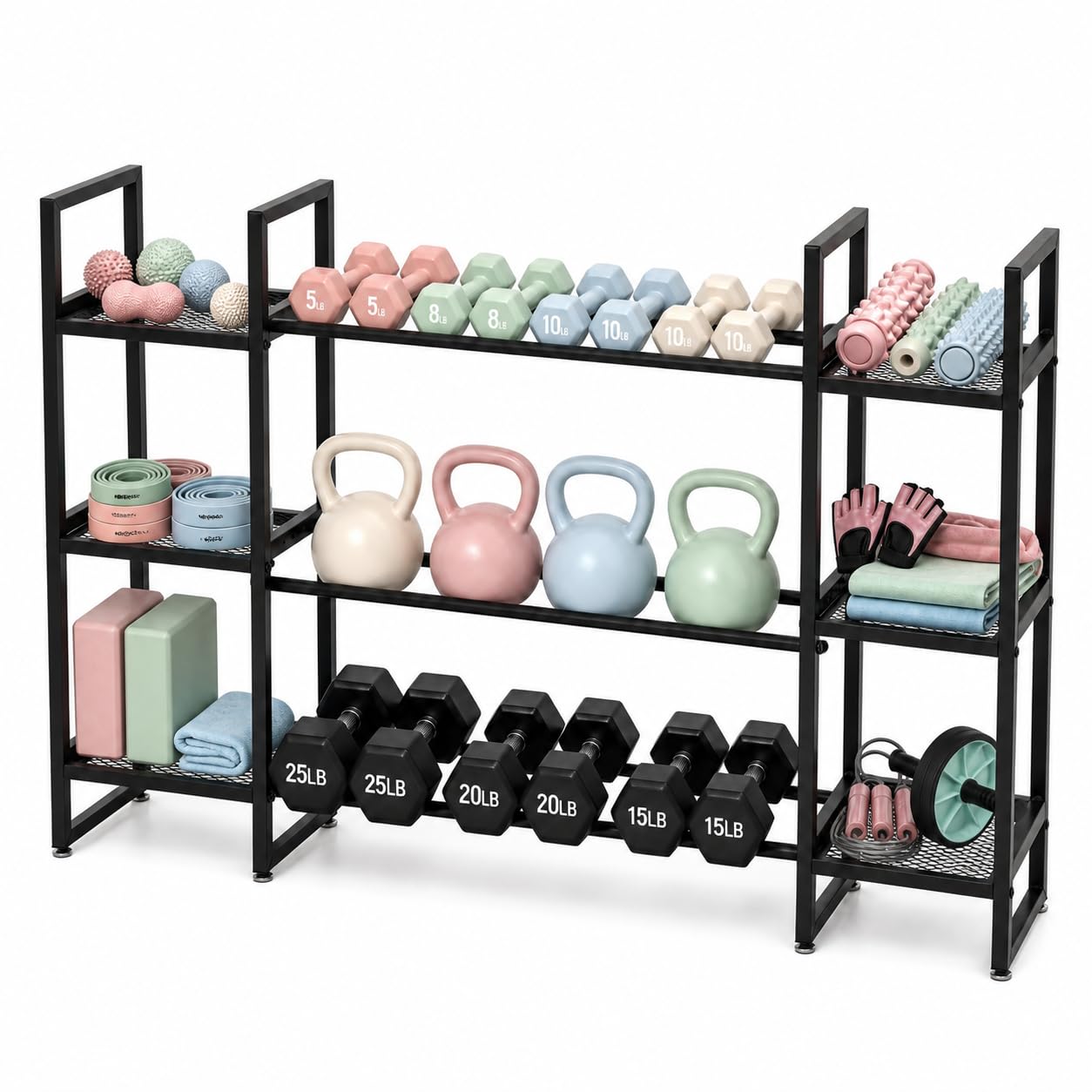 All In One Gym Home Equipment - Suporte para Halteres de 3 Níveis,